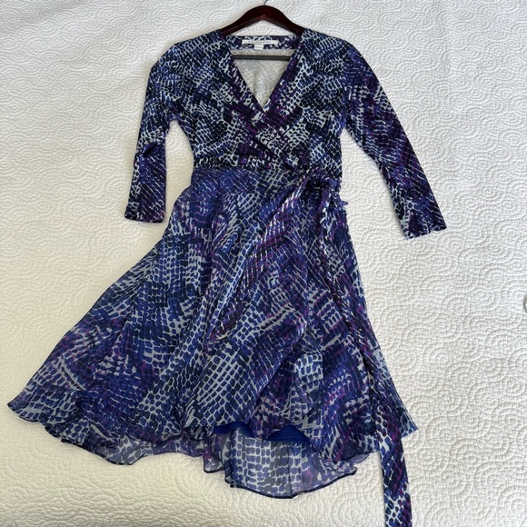 Diane Von Furstenberg Blue and Purple Long Sleeve Dress - Picture 9 of 15